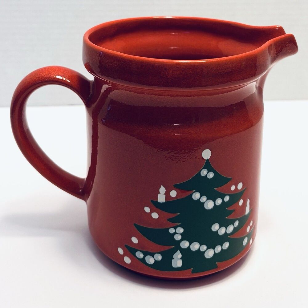 Waechtersbach Water Pitcher Jug Christmas Tree Red And Green Ceramic 5.5” VTG